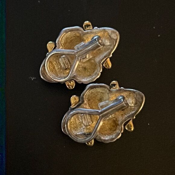 Retired Premier Design Gold & Silver Tone Clip On Earrings - Picture 3 of 4